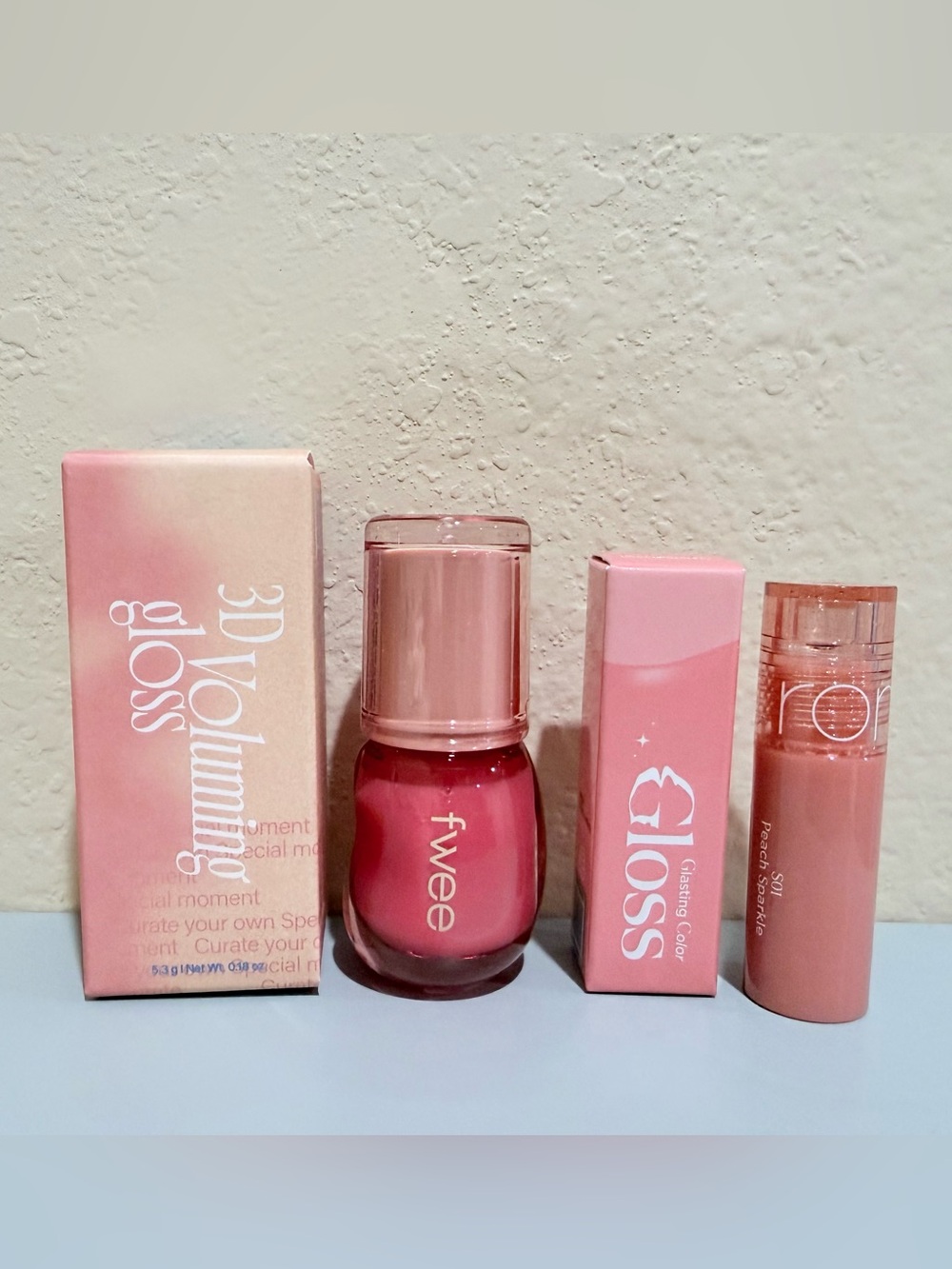 K-Beauty Lip Gloss Bundle - fwee 3D Voluming Gloss & rom&nd Glasting Color Gloss